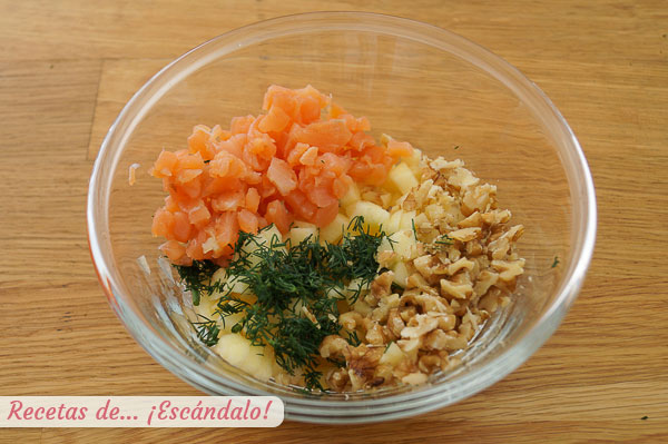 Salmon ahumado con manzana