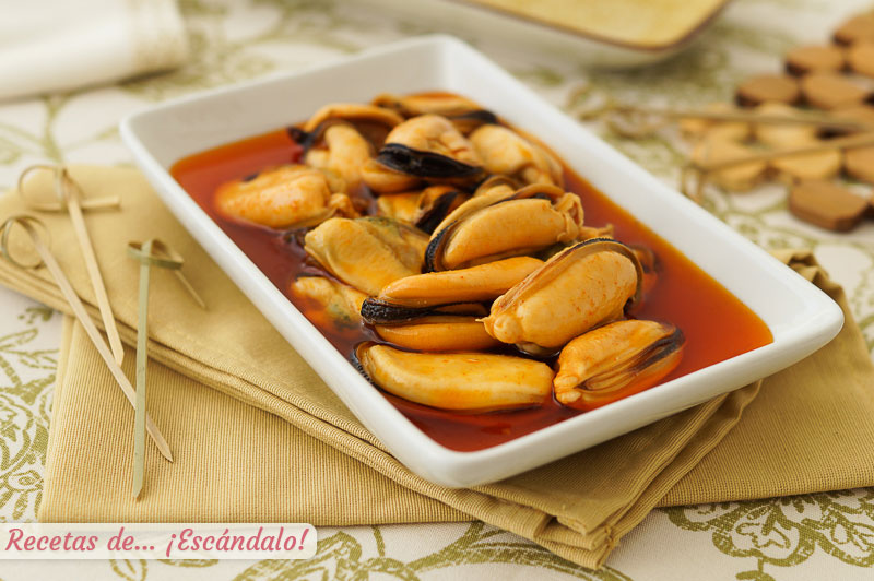 Mejillones en escabeche caseros. Receta de aperitivo muy facil y delicioso