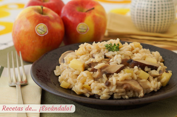 Receta de risotto de setas y manzana, una combinacion deliciosa y diferente