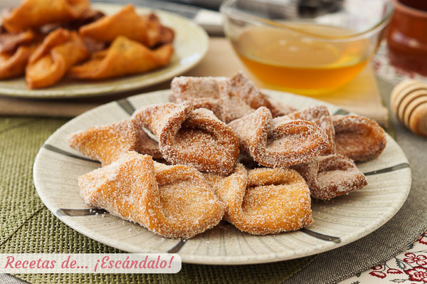 Receta tradicional de pestinos caseros con miel o azucar y canela