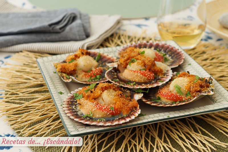 Zamburinas al horno con un sofrito muy sabroso