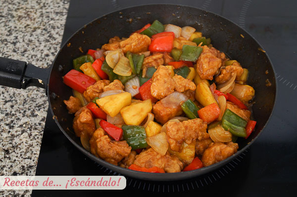 Pollo agridulce chino con pina
