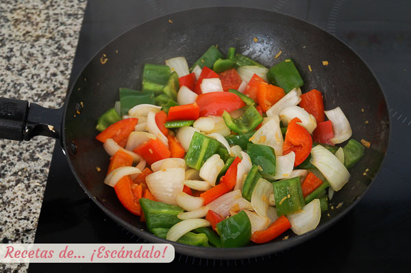 Verduras para pollo agridulce chino