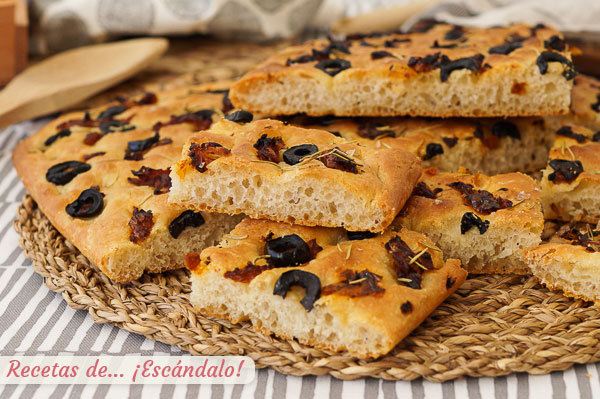 Receta de focaccia italiana casera, facil y exquisita, para triunfar
