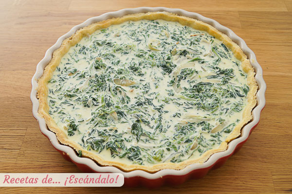 Quiche de espinacas y cebolla