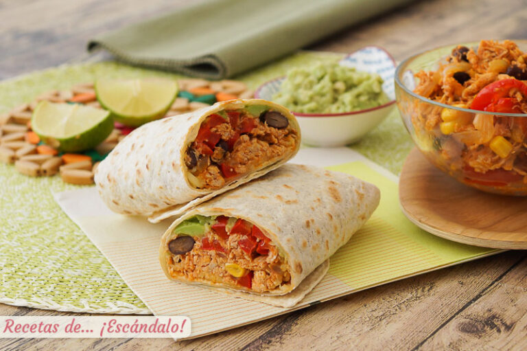 Receta de burritos de pollo con frijoles, aguacate y verduras, ¡riquísimos!
