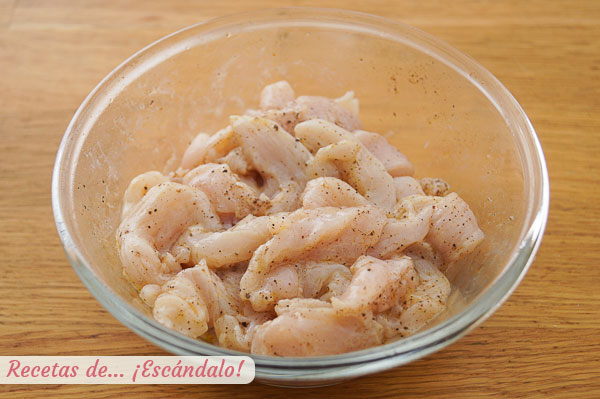 Pollo marinado para fajitas