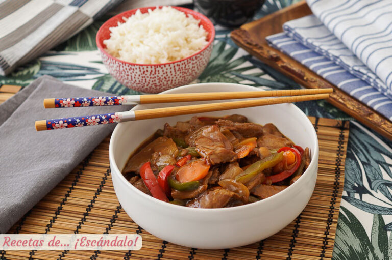 Receta de ternera en salsa de ostras al estilo chino con verduras