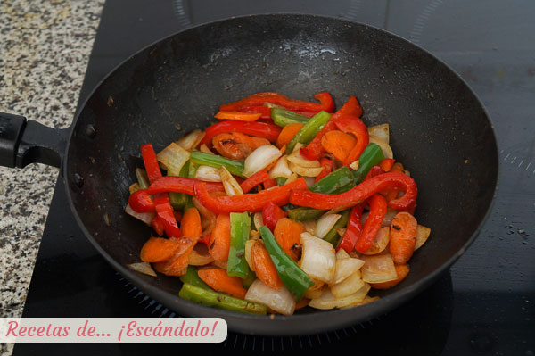 Verduras para ternera en salsa de ostras