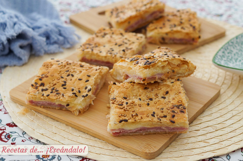 Empanada de jamon y queso con hojaldre, muy facil y sabrosa
