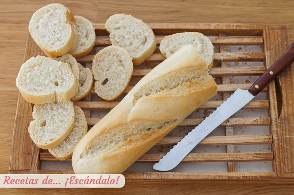 Rebanadas baguette para pan de ajo