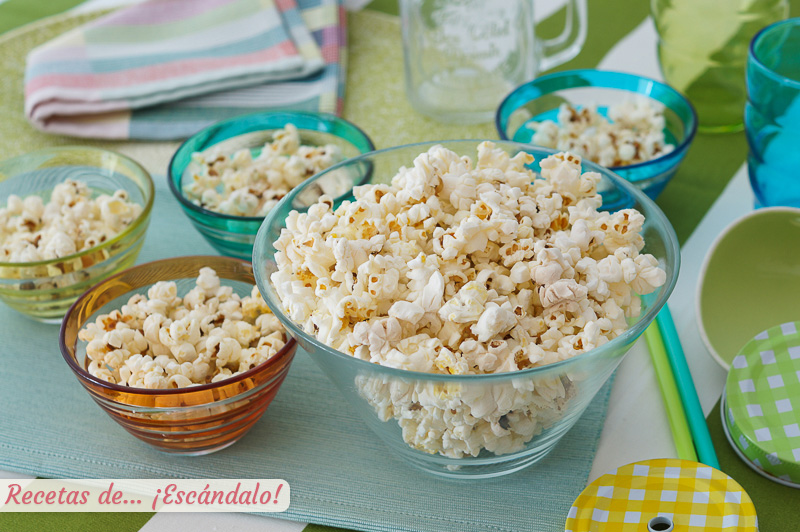 Palomitas de maiz caseras en sarten o en microondas