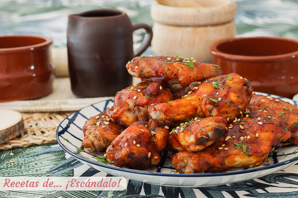 Receta de alitas bbq o alitas barbacoa al horno con salsa casera y super jugosas