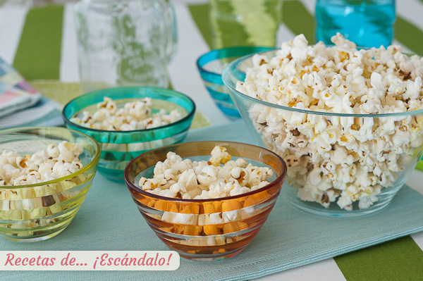 Receta de palomitas de maiz caseras en sarten o en microondas