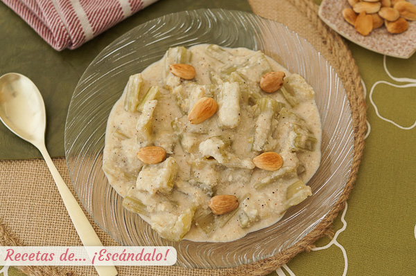 Como hacer cardo con salsa de almendras, una receta tradicional sencilla y deliciosa