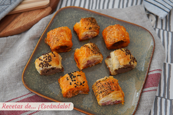 Como hacer saladitos de hojaldre con relleno variado, un aperitivo sencillo y vistoso