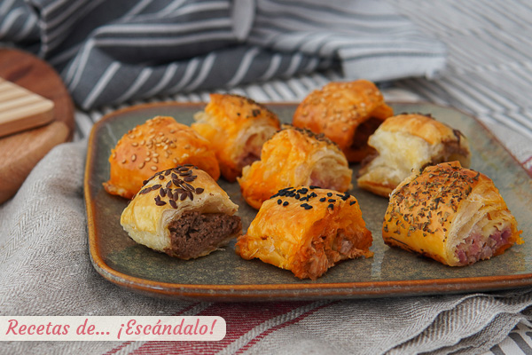 Receta de saladitos de hojaldre con relleno variado, un aperitivo sencillo y vistoso