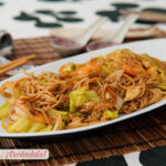 Fideos chinos con gambas
