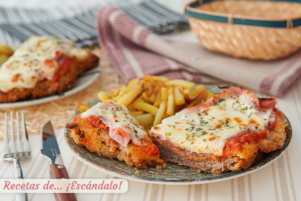Receta de milanesas de ternera a la napolitana con patatas, irresistibles
