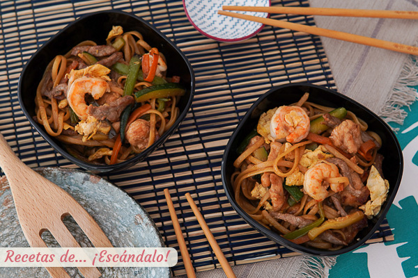 Como hacer tallarines chinos fritos tres delicias, riquisimos
