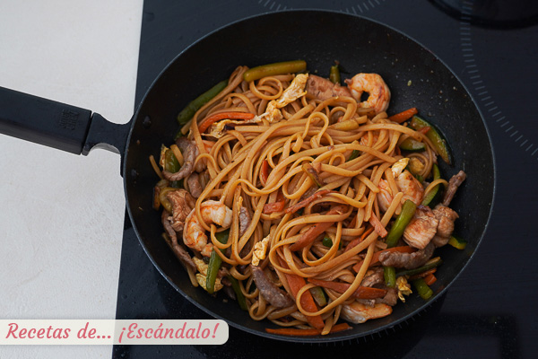Tallarines chinos tres delicias caseros