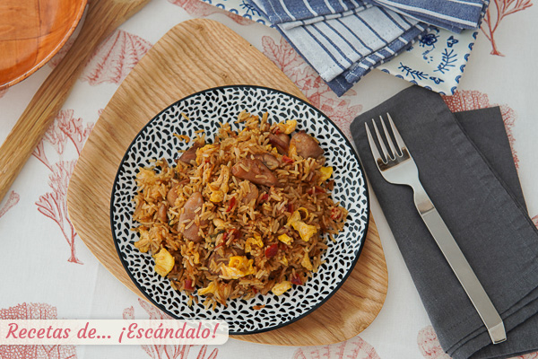 Como hacer arroz chaufa peruano con verduras, pollo y huevo