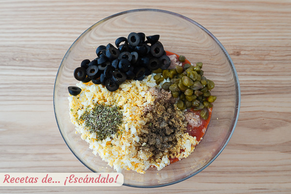 Ingredientes relleno canelones de atun y tomate