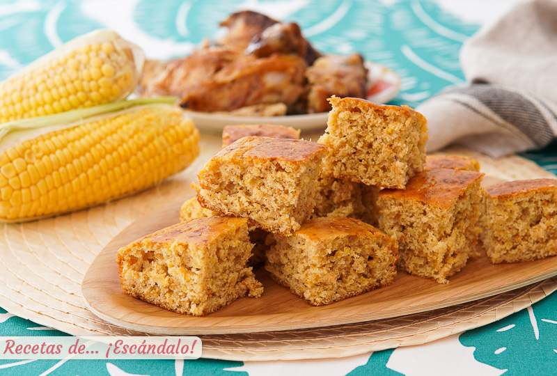 Pan de maiz americano o cornbread tradicional, muy facil