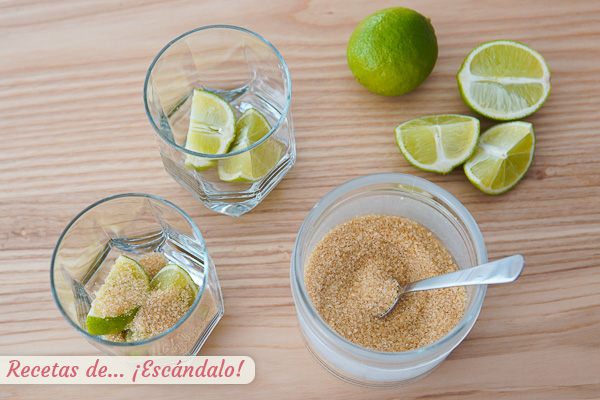 Limas y azucar caipiroska