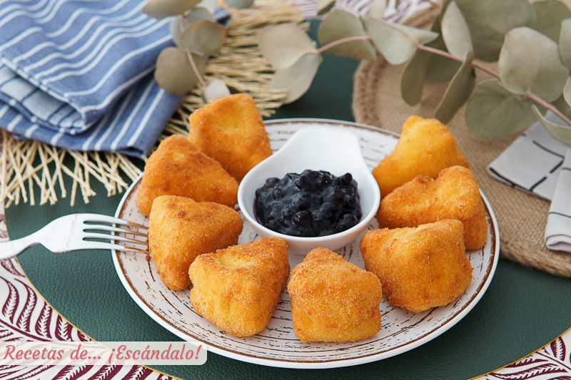 Queso frito rebozado, un aperitivo delicioso