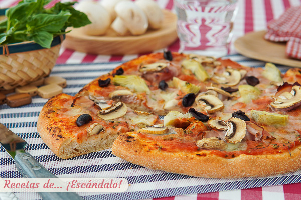 Receta de pizza caprichosa con masa casera, deliciosa