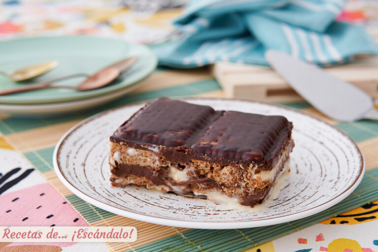 Tarta de la abuela en Thermomix con chocolate, galletas y natillas