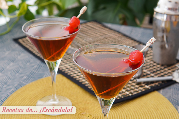 Receta del clasico coctel Manhattan con whisky y vermut