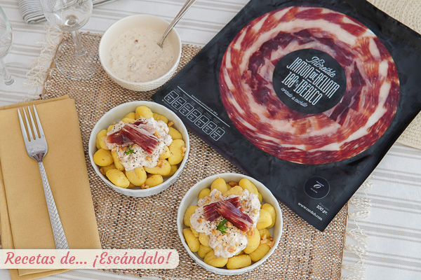 Como hacer noquis con salsa de nueces y jamon de bellota iberico