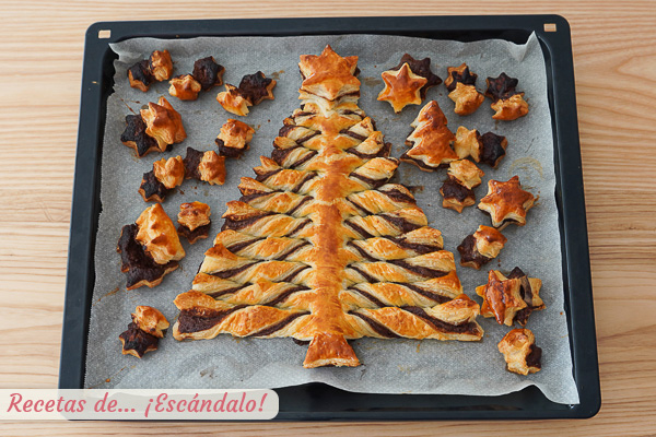  Como hacer arbol de Navidad de hojaldre y crema de cacao