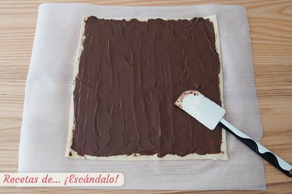 Hojaldre y crema de cacao