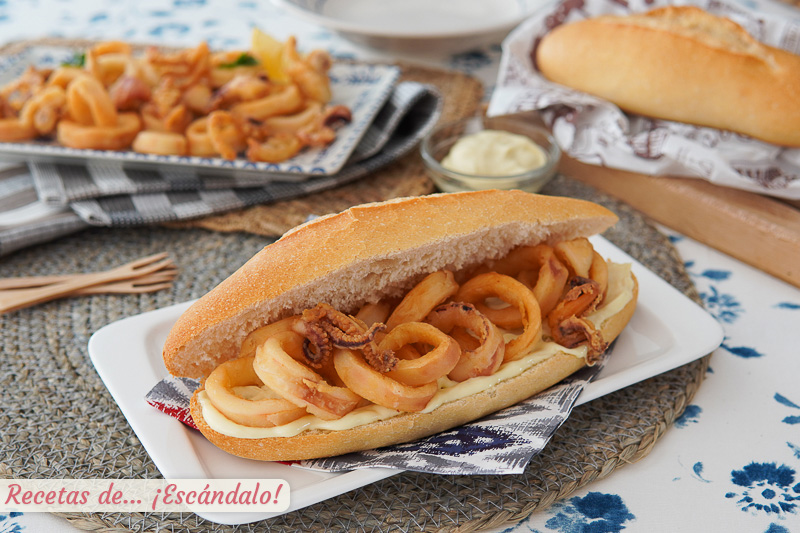 Bocadillo de calamares rebozados, el bocata madrileno mas popular
