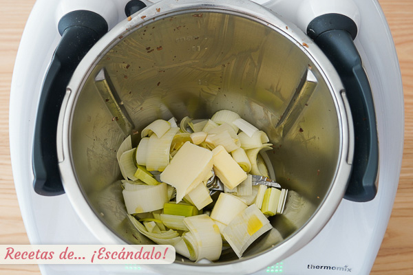Puerro y mantequilla crema champinones thermomix