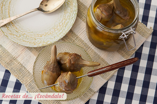 Como hacer alcachofas confitadas en aceite caseras, muy tiernas
