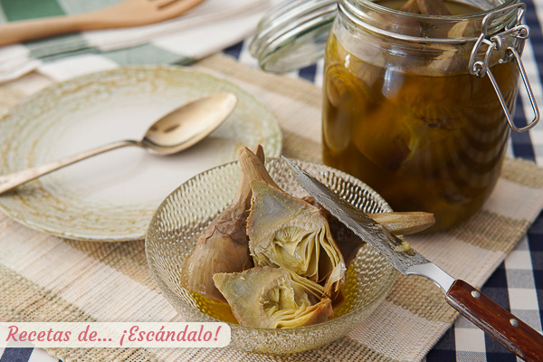 Receta de alcachofas confitadas en aceite caseras, muy tiernas