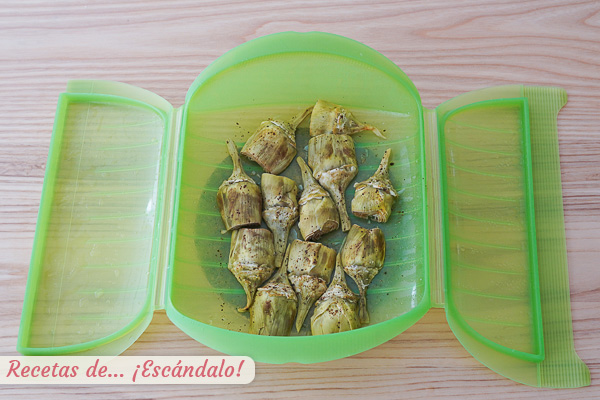 Alcachofas cocidas microondas