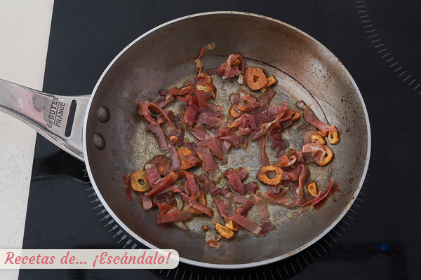 Sofrito ajos y jamon borrajas