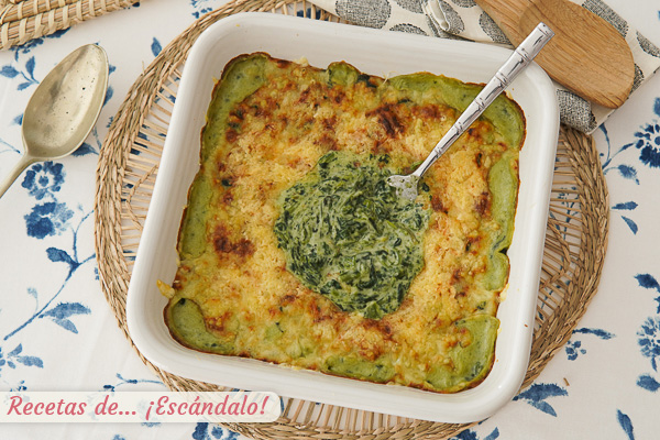 Espinacas con bechamel gratinadas, cremosas y deliciosas