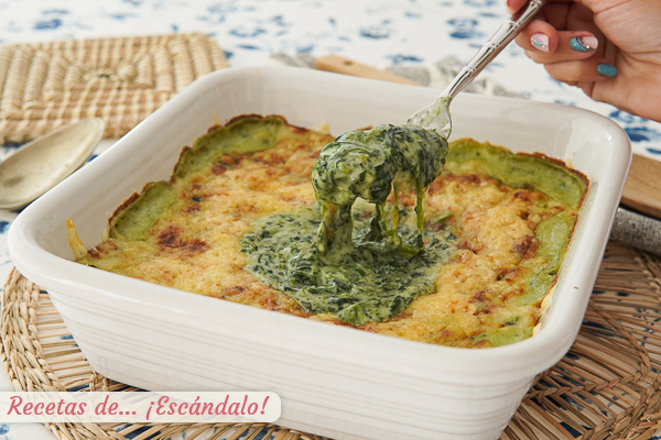 Receta de espinacas con bechamel gratinadas, cremosas y deliciosas