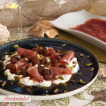Queso burrata y lomo de bellota